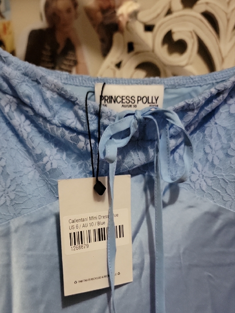 NWT Princess Polly Light Blue Callentani Mini Dress - US 6 - Picture 3 of 8